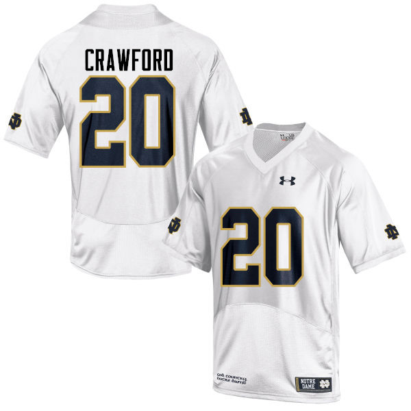 Men #20 Shaun Crawford Notre Dame Fighting Irish College Football Jerseys-White